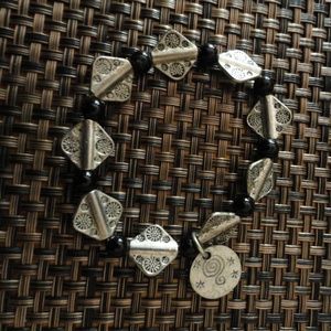 Handmade Black and Silver stretch bracelet
